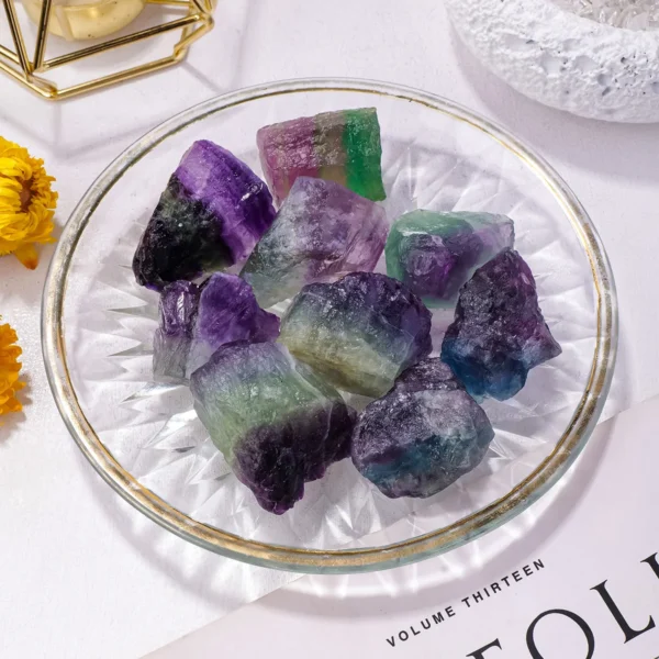 50g Natural Rainbow Fluorite – Raw Healing Crystals for Decor & Aquariums