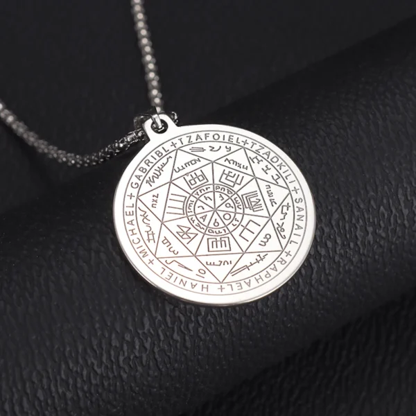 Seven Archangels Amulet Necklace – Stainless Steel Spiritual Protection Jewelry for Men